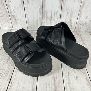 UGG Clem Faux Leather Platform Sandals Slides Black US 8 /UK 6 /EU 39
